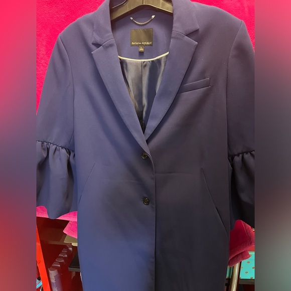 Banana Republic Bell-Sleeve Coat JACKET Size XL blue‎ NWOT - Picture 4 of 10